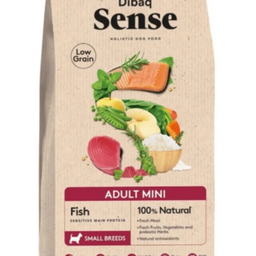 Dibaq Sense Low grain maistas šunims su žuvimi ir ryžiais mini granulėmis 2kg