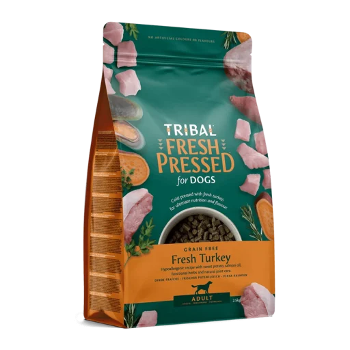 Šalto spaudimo suaugusių šunų maistas su kalakutiena – Tribal Fresh Pressed Adult Turkey