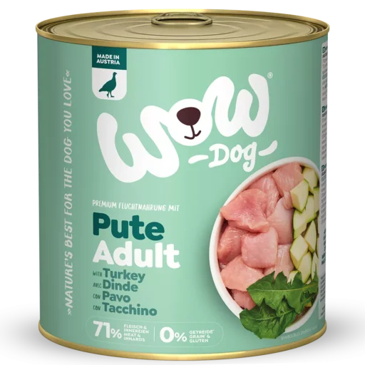 WOW suaugusių šunų šlapias maistas su kalakutiena ir cukinija + kiaulpienės