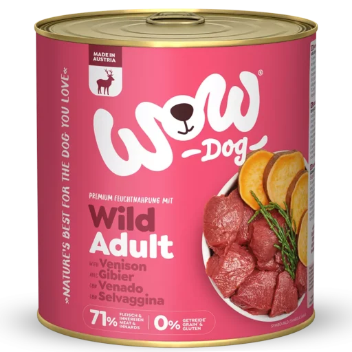 WOW suaugusių šunų šlapias maistas su žvėriena ir saldžiosiomis bulvėmis + jūros dumbliai