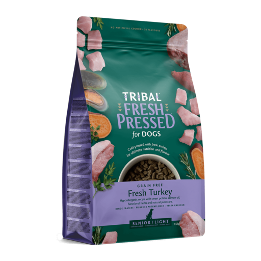 Šalto spaudimo maistas šunims senjorams ir dietiniams poreikiams su kalakutiena – Tribal Fresh Pressed Senior/Light Turkey
