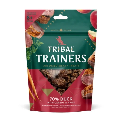 Antienos, morkų ir obuolių skanėstai dresūrai šunims – Duck, Carrot & Apple Trainers, 80 g – Tribal