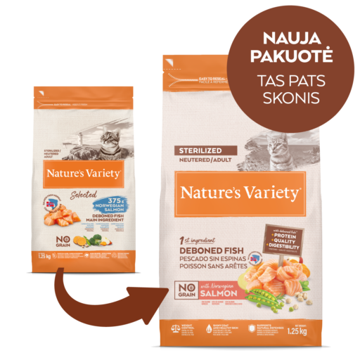 Nature's Variety NO GRAIN STERILIZED CAT (norvegiška lašiša) 7kg