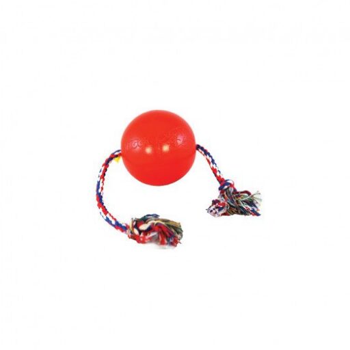 Žaislas guminis kamuolys raudonas su virve