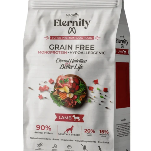 NAUJIENA! Magros Eternity begrūdis maistas šunims su aviena