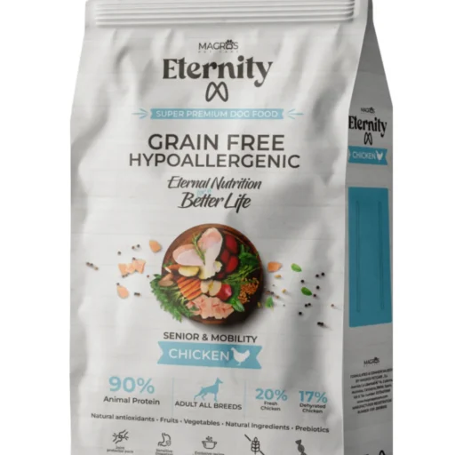 NAUJIENA! Magros Eternity begrūdis maistas senjorams arba turintiems viršsvorio šunims