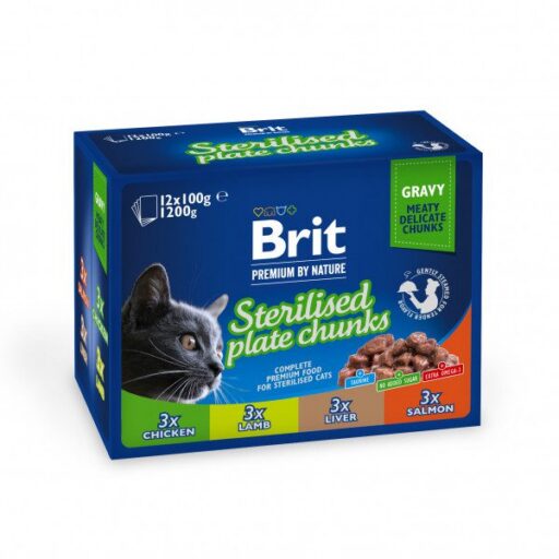 Brit Premium Cat kons. katėms maiš. Sterilised Plate 1200g (12x100g)
