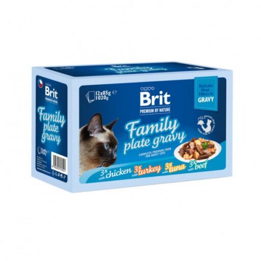 Brit Premium Cat kons. katėms maiš. Fillets in Gravy Family Plate 1020 g (12x85 g)