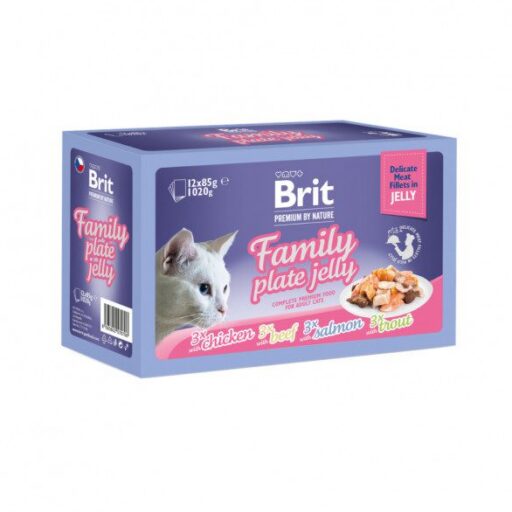 Brit Premium Cat kons. katėms maiš. Fillets in Jelly Family Plate 1020 g (12x85 g)