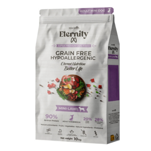 NAUJIENA! Magros Eternity begrūdis maistas šunims su aviena (mini granulės)
