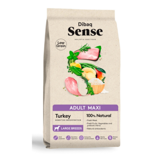 Dibaq Sense MAXI maistas šunims su kalakutiena ir ryžiais 12kg