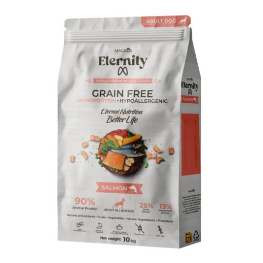 NAUJIENA! Magros Eternity begrūdis maistas šunims su lašiša