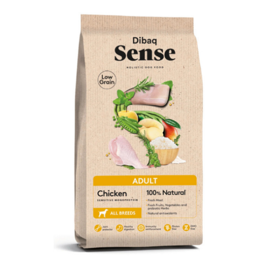 Dibaq Sense Low grain maistas šunims su vištiena ir ryžiais