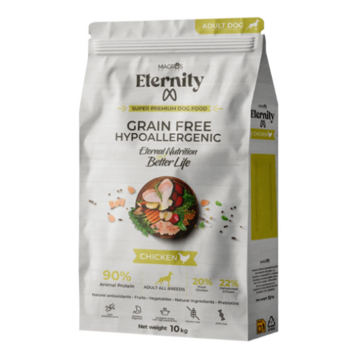 NAUJIENA! Magros Eternity begrūdis maistas šunims su vištiena