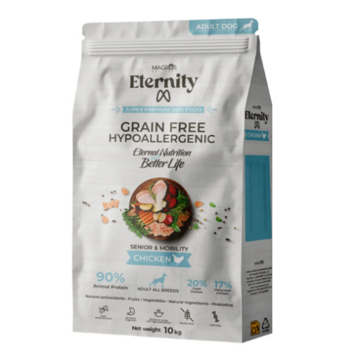 NAUJIENA! Magros Eternity begrūdis maistas senjorams arba turintiems viršsvorio šunims