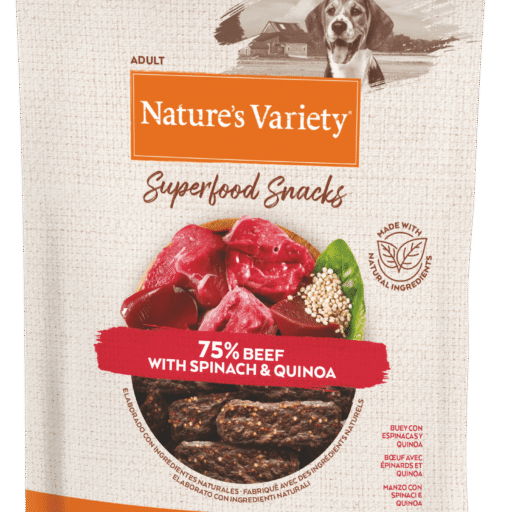 Nature's Variety Superfood Snacks (jautiena su špinatais ir bolivine balanda).Pašaro papildas su jautiena 85 g