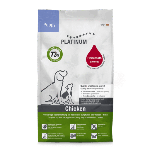 Platinum visavertis sausas pašaras mažiems ir jauniems šuniukams su vištiena