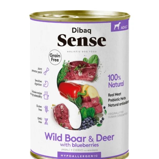 Dibaq Sense konservai šunims su elniena ir šerniena