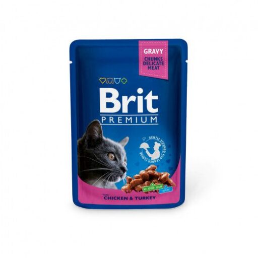 Brit Premium kons. katėms maiš. Chicken&Turkey 100 g x 24