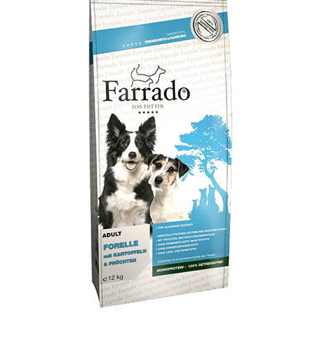 Farrado sausas maistas šunims su upėtakiu