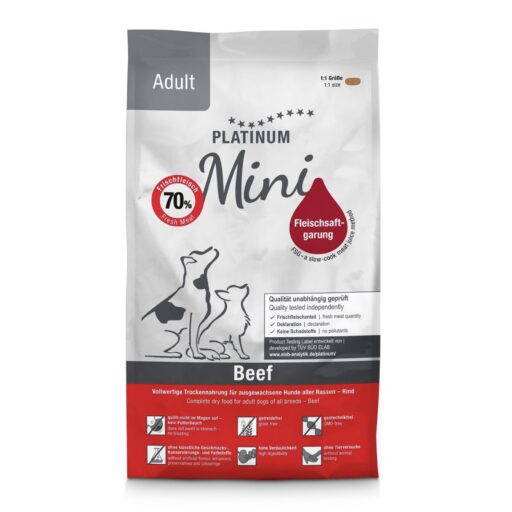 Platinum Adult Mini sausas pašaras mažų veislių šunims su jautiena 900 g