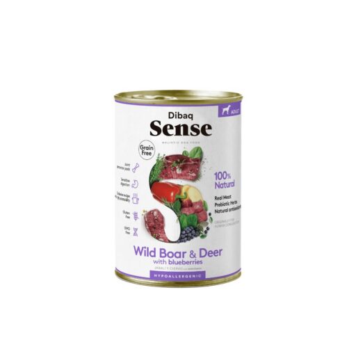 Dibaq Sense konservai šunims su elniena ir šerniena