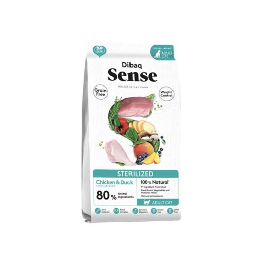 Dibaq Sense sausas maistas sterilizuotoms katėms su vištiena ir antiena