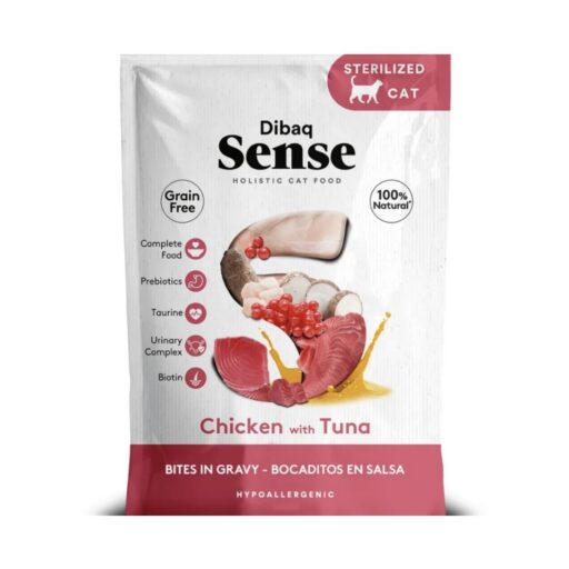 Dibaq Sense maistas katėms padaže su vištiena ir tunu 10x100g