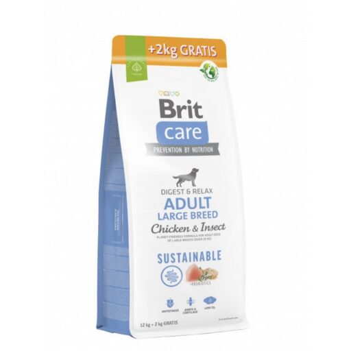 Brit Care Sustainable Adult Large Breed Chicken&Insect sausas maistas šunims su vištiena ir vabzdžiais 12kg