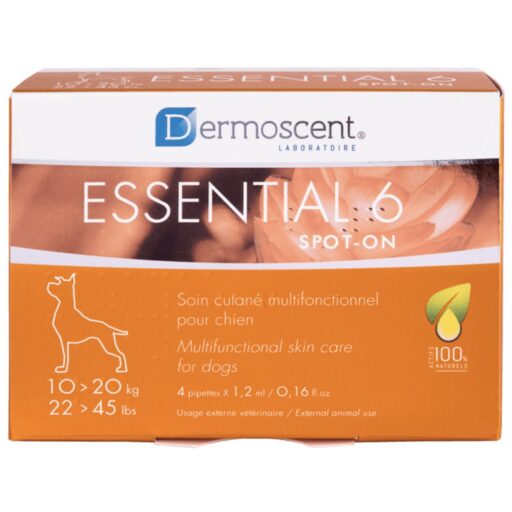 Dermoscent Essential 6 – lašai šunų odos ir kailio būklei gerinti 10-20kg 1,2ml N4