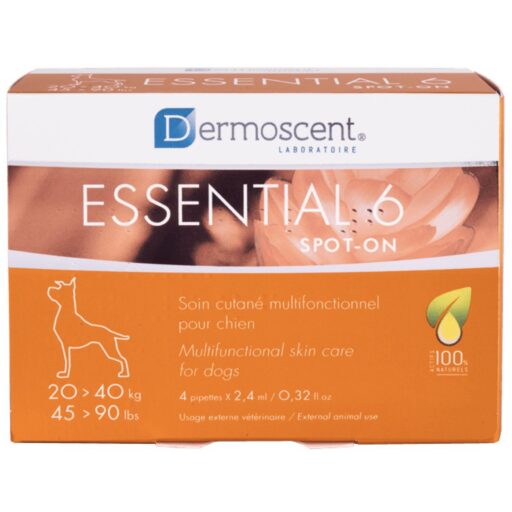 Dermoscent Essential 6 – lašai šunų odos ir kailio būklei gerinti 20-40kg 2,4ml N4