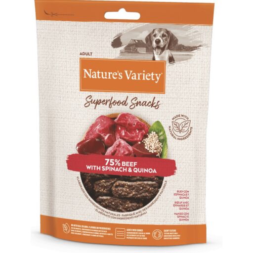 Nature's Variety Superfood Snacks (jautiena su špinatais ir bolivine balanda).Pašaro papildas su jautiena 85 g