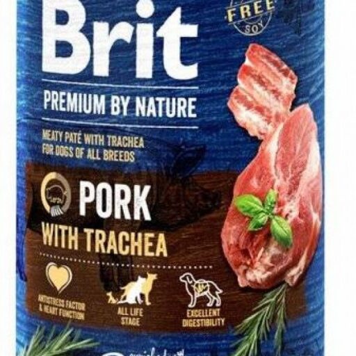 Brit Premium by Nature kons. šunims Pork with Trachea 800g