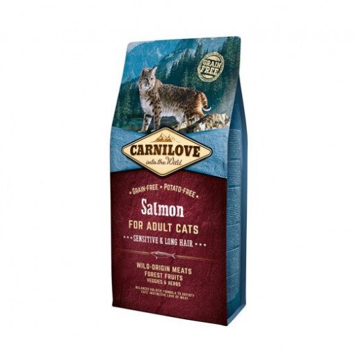 Carnilove Salmon Adult Cat Sensitive&Long Hair sausas maistas katėm