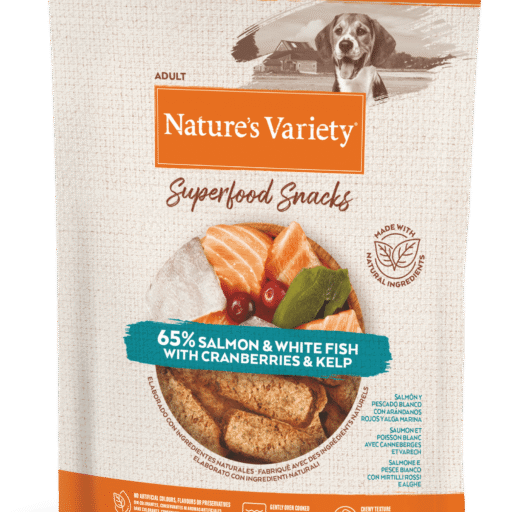 Nature's Variety Superfood Snacks (lašiša, balta žuvis su spanguolėmis ir rusvaisiais dumbliais)  85 g