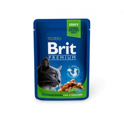 Brit Premium kons. katėms maiš. Chicken Slices Sterilised 100 g x 24