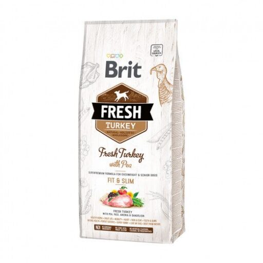 Brit Fresh Turkey with Pea Light Fit&Slim sausas maistas šunims su kalakutiena ir žirniais