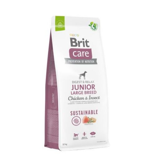 Brit Care Sustainable Junior Large Breed Chicken&Insect sausas maistas šunims su vištiena ir vabzdžiais