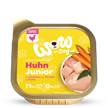 WOW mažylių ir jaunų šunų šlapias maistas su vištiena 150g