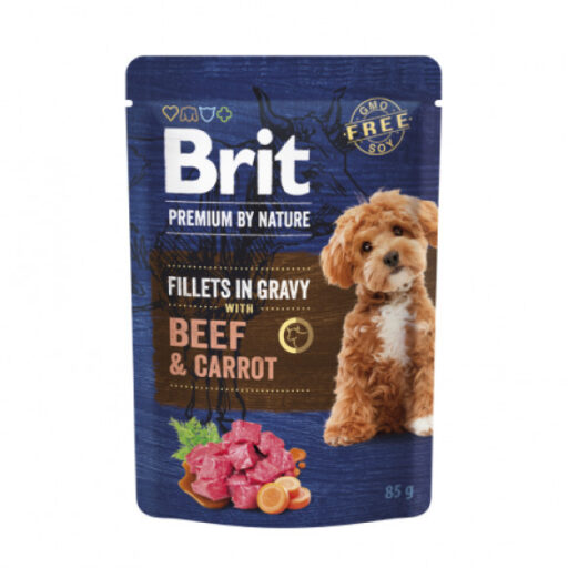 Brit Premium by Nature konservuotas pašaras šunims maiš. Beef&Carrot in Gravy 12x85g