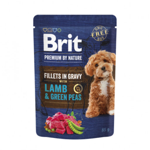 Brit Premium by Nature konservuotas pašaras šunims maiš. Lamb&Green Peas in Gravy 12x85g