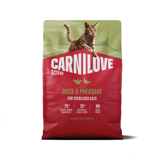 CARNILOVE ACTIVE Cat Duck & Pheasant Sterilised sausas pašaras katėms