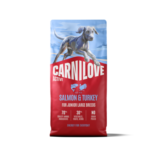CARNILOVE ACTIVE Dog Salmon & Turkey Junior Large Breeds sausas pašaras jauniems šunims