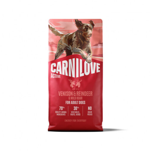 CARNILOVE ACTIVE Dog Dry Venison & Reindeer & Wild Boar sausas pašaras šunims