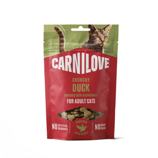CARNILOVE Crunchy Snack Duck enriched with Raspberries skanėstai katėms 50g