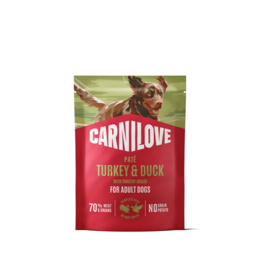 CARNILOVE Paté Turkey & Duck with Timothy Grass konservuotas pašaras šunims 300 g