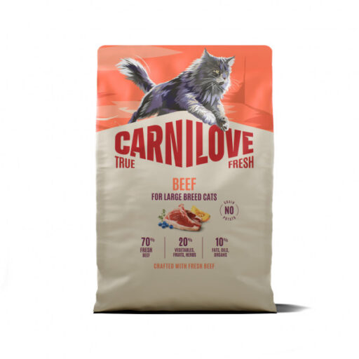 CARNILOVE TRUE FRESH Cat Dry Beef Adult Cat Large Breed sausas maistas katėms