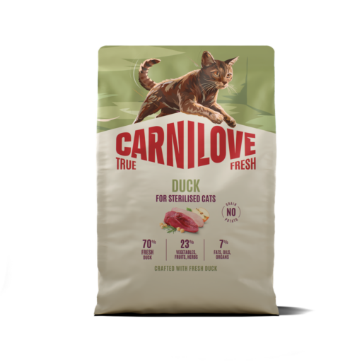 CARNILOVE TRUE FRESH Cat Dry Duck Adult Cat Sterilised sausas maistas katėms