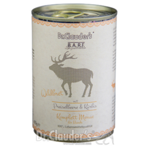 DR. CLAUDER'S BARF Complete mėsos ir daržovių konservai šunims su žvėriena