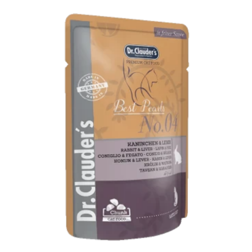 DR. CLAUDER'S drėgnas maistas katėms su triušiena ir kepenimis padaže 100 g